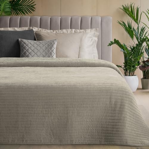 Eurofirany Tagesdecke Glori mit Streifenmuster beige 220x240 cm