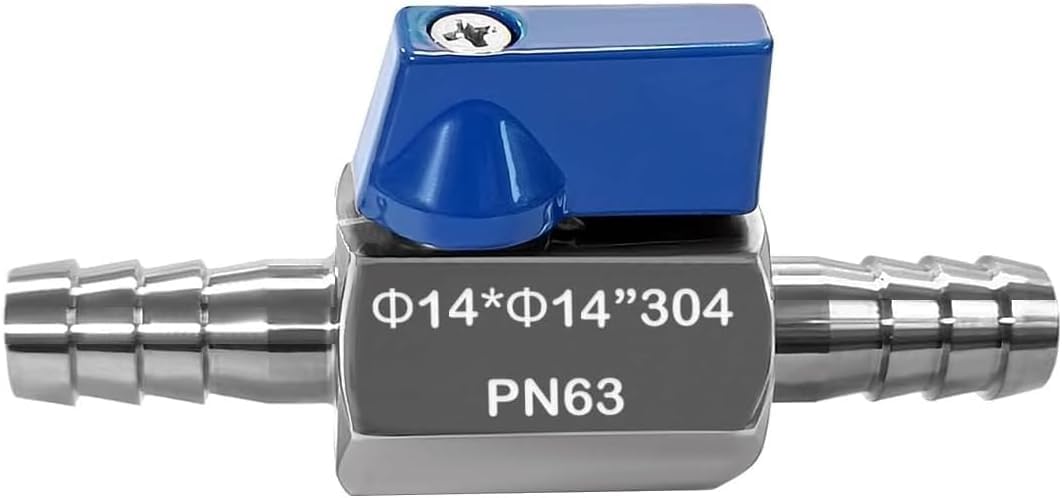 Nikovoke Sliver 10Mm 304 Stainless Steel Barb Ball Valve Shut-Off Switch