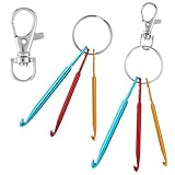 Crochet Hooks Set 6PCS 3/4/5mm Portable Small Crochet Hooks Keychains with Swivel Hooks, Mini Creative Aluminum Yarn Crochet Needles Knitting Needle Kit for Beginners Crocheters Travel Outdoor