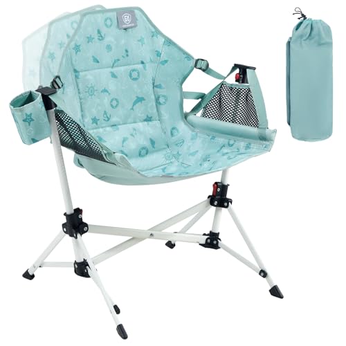 EVER ADVANCED Kids Hammock Chair Foldable Kids Camping Chair with Stand Portable Hammock Swing Chair with Cup Holder Child Camping Gear Carry Bag for Traveling Outdoor Patio Supports 125LBS Green
