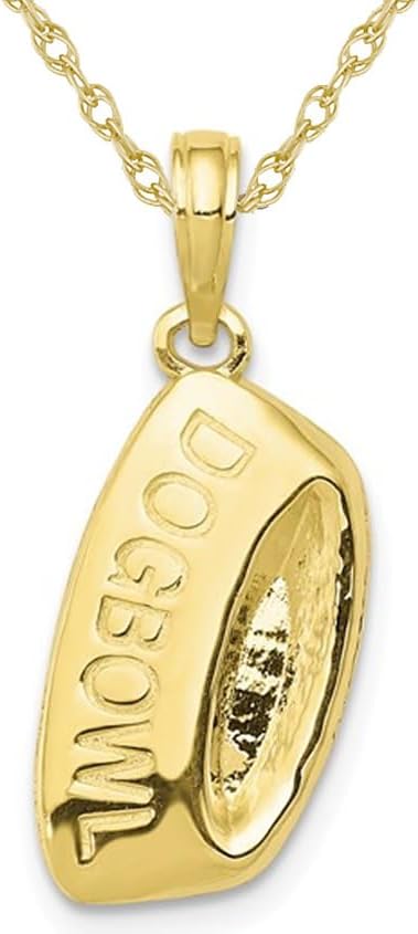 10K Yellow Gold Polished Dog Bowl Charm Pendant Necklace with Chain