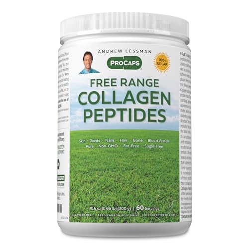 Andrew Lessman Free Range Collagen Peptides Powder 60 Servings - Supports Smooth Soft Skin Comfortable Joints. Pure. Super Soluble. Unflavored. No Sugar. No Additives.