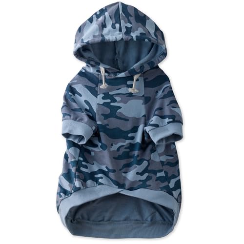 Pet Passion Rocky – The Orginal Lightweight Hooded TEE 100% Organic Cotton Dog Hoodie Pet Coat Sweater for Small, Medium, Large Dogs, Navy Camo, Medium
