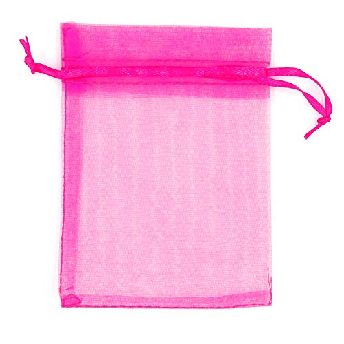 Image of ATCG 50pcs 8x12 Inches Large Drawstring Organza Bags Decoration Festival Wedding Party Favor Gift Candy Toys Makeup Pouches (Hot Pink)