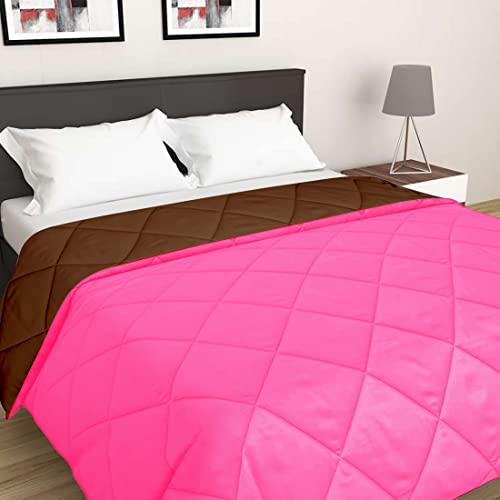 Image of AYKA Reversible Comforter 220 GSM Microfiber Reversible AC Comforter /Blanket for Winter /Quilt /Duvets for King Size Double Bed Comforter (90 * 100, Pink & Brown)