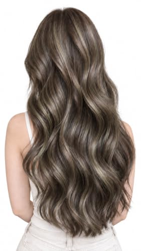 Full Shine Clip in Hair Extensions, Ash Brown, 20 Inch