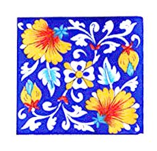 Shiv Kripa Blue Art Pottery Home Decorative Ceramic Tiles Showroom Interior Exterior Flooring Kitchen Washroom Wall Tabletop Tile 4 x 4 Inch (Blue & Multi)