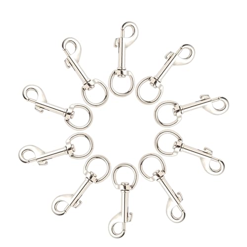 Flag Clamp for Flagpole Rope - Heavy Duty Zinc Alloy Swivel Bolt Snap for Hanging American Flag, Pet Cage Fastener, Dog Leash Clamp, Key Chain (10 Hooks)