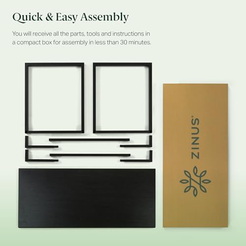 Image of Zinus Jennifer 119 x 61 x 74 cm Modern Study Desk in Metal and Wood - Office Computer Table - Dark Brown and Black