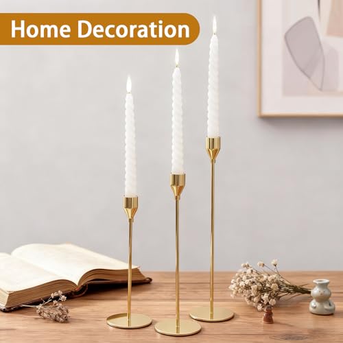 Candle Holders for Taper Candles, Set of 6 Metal Candle Stand Modern Decorative Candlestick Holder for Wedding, Dinning, Party (Gloden) - Image 6