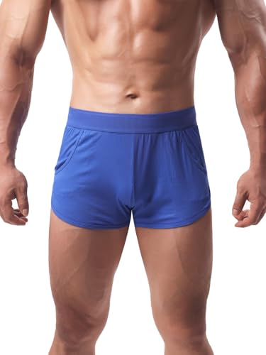 Image of Summer Code Men's Boxers Shorts Breathable Ribbed Underwear Moisture-Wicking Comfortable Lounge Underpants, Royal Blue, M