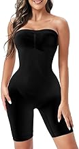 Qsfi Strapless Shapewear Bodysuit for Women | Tummy Control Full Body Shaper | Seamless Snatched Bodysuit for Under Dresses (Black Freesize)