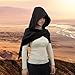 Women Men Fashion Shawl Scarf Cape | Multifunctional Hooded Cowl | Medieval Linen Cotton Cowl Hood |Vintage Goth Costume Accessory (Black)