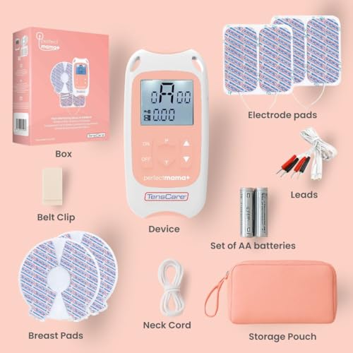 TensCare Perfect Mama+ TENS gerät zur Schmerzlinderung während der Geburt, lindern Rückenschmerzen während der Schwangerschaft. Geben Sie Informationen zu Kontraktionszeiten und die Dauer der Wehen.