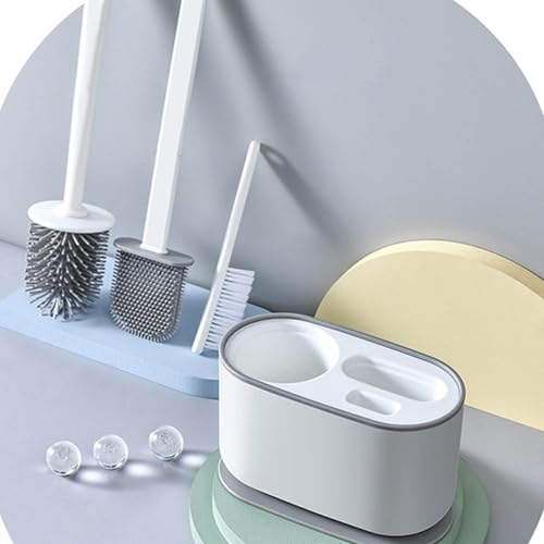 Image of Cyrank Toilet Brush, Toilet Brush with Ventilated Holder Toilet Bowl Brush Plunger Set Toilet Brush Plunger Combo for Restrooms(White)