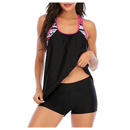 Donppa Damen Badeanzug Bauchweg Tankini Set Badekleid Mesh Neckholder Mit Slip Bademode Push-up Gepolstert(Schwarzer Punkt L) 8 Durio Tankini für Damen Tankini Damen Bauchweg Bademode Top Bandeau Mit Hotpants Set Badeanzug Rose Rot 42-44