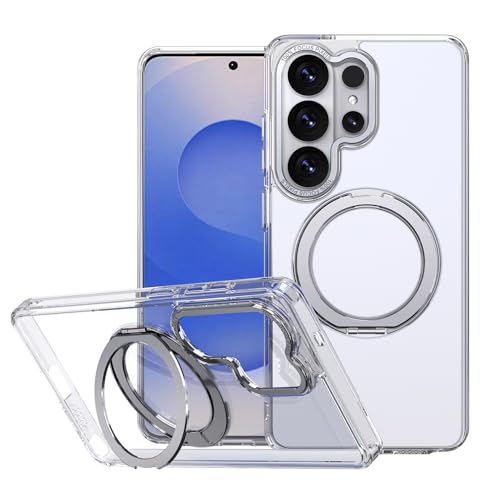 Lunivop Phone Case Compatible with Samsung Galaxy S26 Ultra Case Clear 360°Rotated Ring Holder 【Compatible with Magsafe】 Magnetic Kickstand Military - Grade Protection for S26 Ultra 6.9 '' 2026 Clear