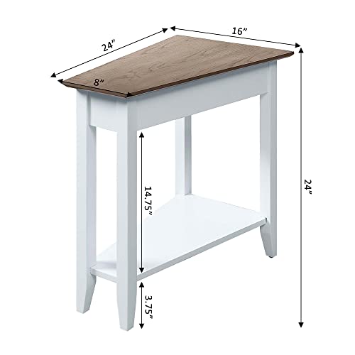 Image of Convenience Concepts American Heritage Wedge End Table, Driftwood Top /White Frame