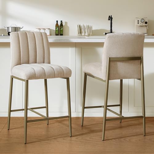 GrandNoor Comfortable Bar Stools Set of 2, 26” Thick