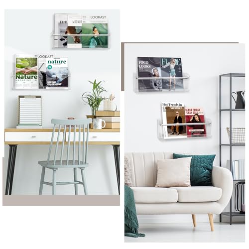 Clear Acrylic Wall Magazine Holder & Brochure Holder, Nursery Book Shelves for School Kids Room Waiting Room Living Room Office Home Display Decor (2 Pack 17 Inch) - Image 5