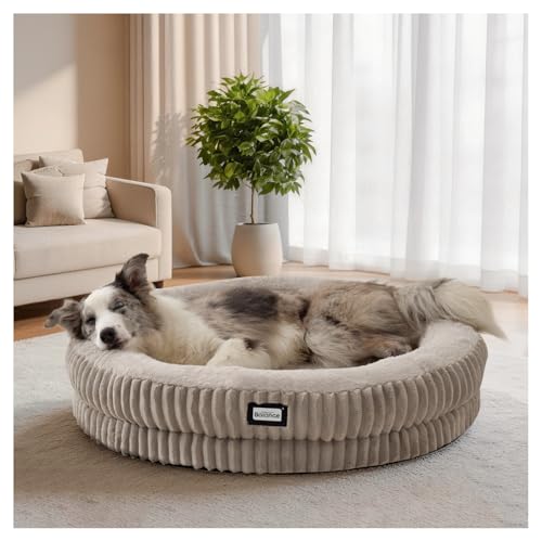 Image of BALANCE Donut Dog Bed, 36 Inches Round Dog Bed Large Size Dogs Washable, Orthopedic Calming Dogs Beds for Kitten, Fluffy Plush Faux Fur Pet Bed with Anti-Slip Bottom