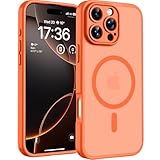 TOCOL Coque Magnétique pour iPhone 16 Pro Max 6,9 Pouces, Compatible avec MagSafe, Protection de l'objectif améliorée, Coque Mat Translucide Fine Antichoc, Orange