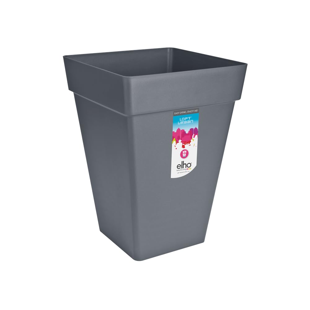 Elho Loft Urban Square High 37 - Flowerpot - Anthracite - Outdoor - Ø 36.5 x H 51.3 cm, 37 cm