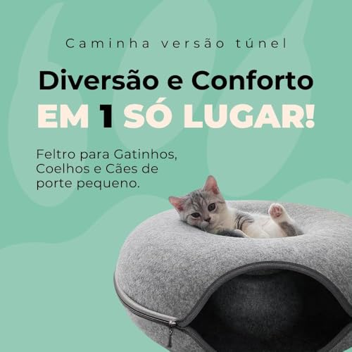 Cama túnel Para Gatos, ambientes internos, túnel de donut rosquinha, caverna de gato - Brinquedo Div