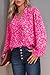 Dokotoo Womens Work Business Chiffon Blouses and Tops Loose Fit Dressy Alicia Floral Print V Neck Smocked Long Sleeve Shirts for Women Office Boho Top Trendy Pink Large