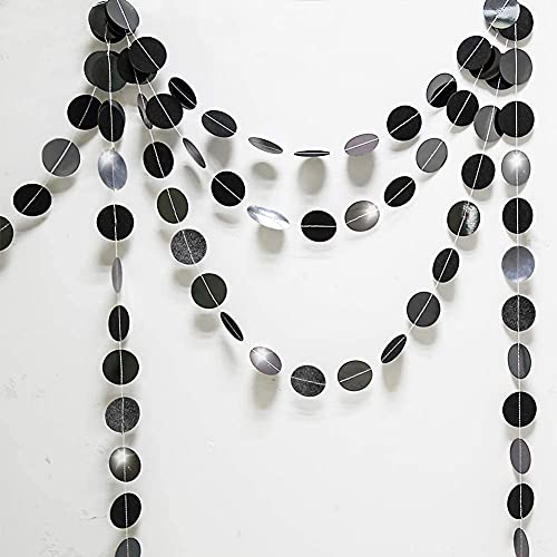 Glitter Charcoal Grey Black Circle Garland Kit Halloween Party Decoration Hanging Polka Dots Streamer Backdrop Banner For Birthday Decor Wedding Retirement Bachelorette Bridal Shower Decor #TOP7