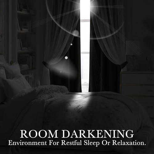 Image of PONY DANCE Room Darkening Curtains with Sheer Overlay, 2 Panels | Double Layer Drapes for Living Room, Grommet Thermal Insulated Curtains for Bedroom, 52 x 84 Inch, Sage Green