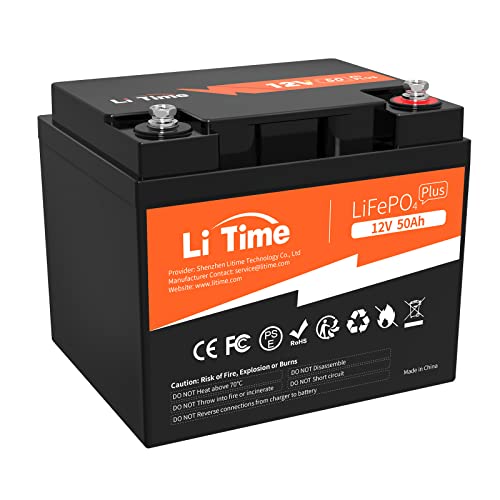 LiTime 12V 50Ah LiFePO4 Batterie mit Max. 15000 Zyklen und 10 Jahre Lebensdauer, Eingebautes 50A BMS, 12V 50Ah Lithium Akku Ideal für Wohnmobil, Solaranlage, Marine, Perfekter Ersatz für AGM Batterie