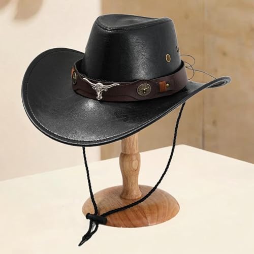 YIJU Chapéu de cowboy ocidental para fotos com tira de queixo ajustável para lembrancinhas de viagem