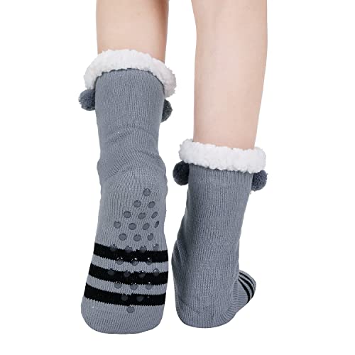 Image of Chassic Sherpa Lined Slipper Socks for Women, Non-Slip Cozy Winter House Socks, Soft Fuzzy Socks, Gifts for Women & Ladies Stocking Stuffers