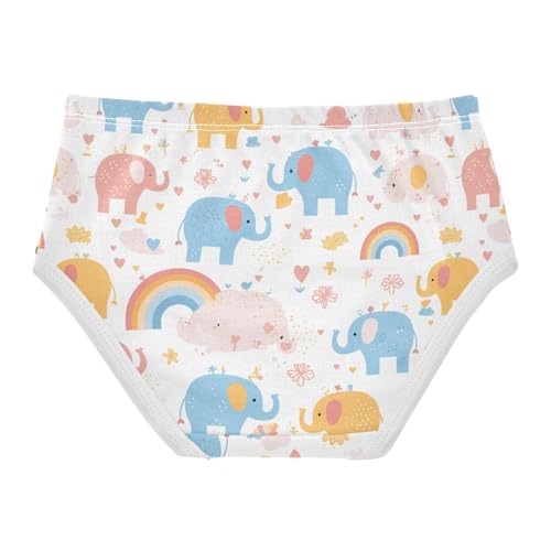 Wusikd Cute Elephants Girls' Underwear Cotton Rainbow Girls Briefs Soft Toddler Underwear 2T2