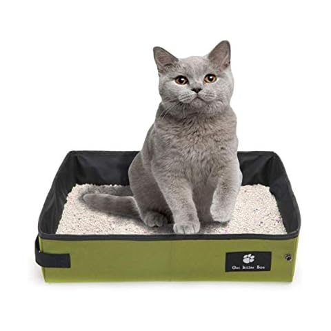 Misyue Cat Outdoor Collapsible Litter Box Light Weight Soft Foldable Waterproof Pet Cat Easy Cleaning Litter Pan Portable for Travel (L) Color :Black Cover