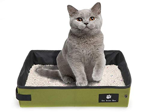 Misyue Cat Outdoor Collapsible Litter Box Light Weight Soft Foldable Waterproof Pet Cat Easy Cleaning Litter Pan Portable For Travel (L) Color :Black #TOP3