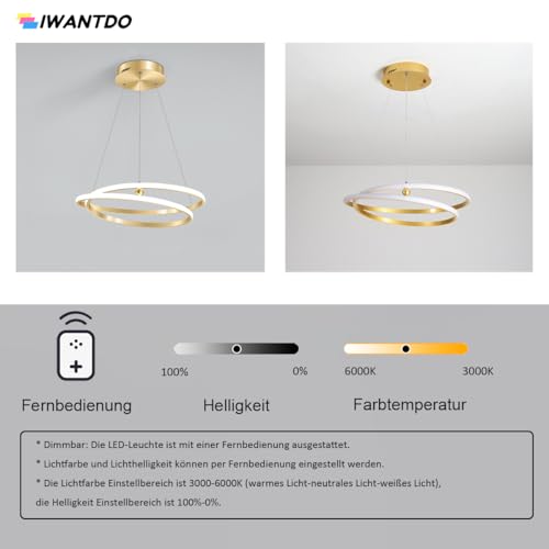 Suspension LED doré MOCHAMIK circulaire 42cm à intensité variable - 7