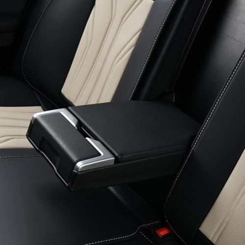 Image of FLORICH Rear Automotive Seat Covers Leather Car Seat Covers Waterproof Back Seat Cover Universal Seat Cushion Protector for Most Cars Trucks SUV-Black&Beige