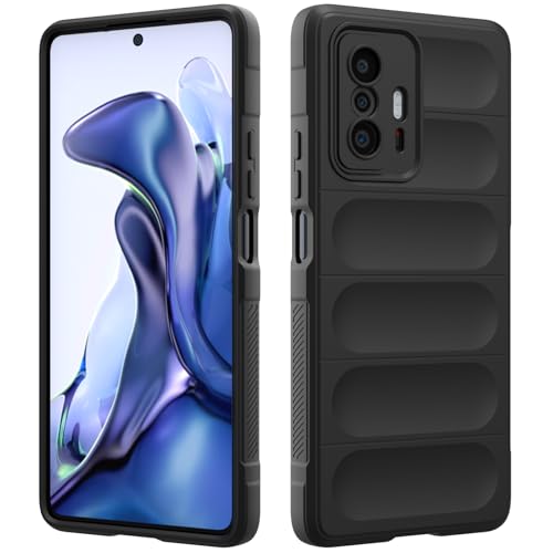 Custodia Compatibile con Xiaomi 11T / 11T Pro, Silicone Custodia per Tutto il Corpo, Copertura Antiurto con Fotocamera Protettivo, Cover Morbida al Tatto con Fodera in Microfibra - Nero