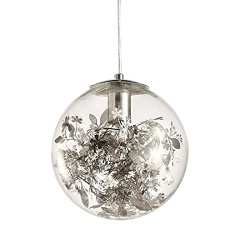 Lustre suspension en verre LED design fleur pour salon