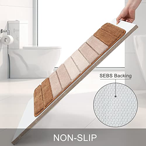 Kmson 3 Pcs Ombre Bath Rug Set Bathroom Rugs With U-Shaped Contour Toilet Mat, Non Slip Ultra Soft And Water Absorbent Bath Carpet, Machine Washable Quick Drying Bedroom Floor Mat Rug Beige #TOP2