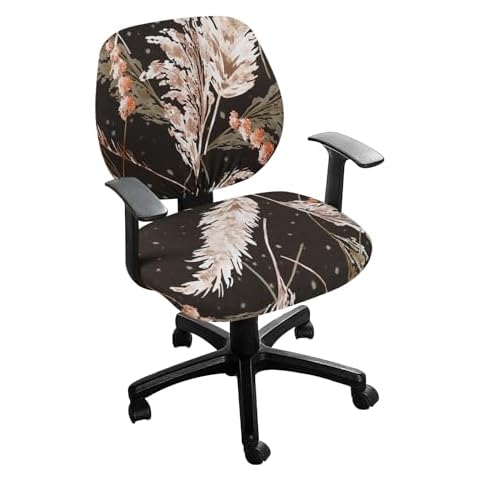 Leorate Print Office Chair Cover - Computer Chair Covers Stretchable Floral Gamming Chair Slipcover Anti Slip Remove Washable Rotating Desk Chair Protector Cover