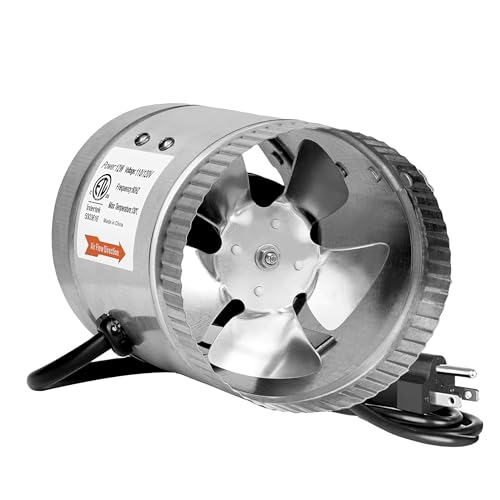 Simple Deluxe 4 Inch Inline Fan 100 CFM, Booster Exhaust Fan with Low Noise for HVAC Ventilation in Basements, Bathrooms, Attics, Kitchens and Grow Tents, Silver