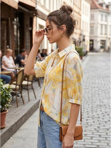Image of URBAN OX Women's Casual Shirt - Stylish Printed Long Top for Women & Girls | Elegant Shirt for Women | Breathable Summer Tops for Women