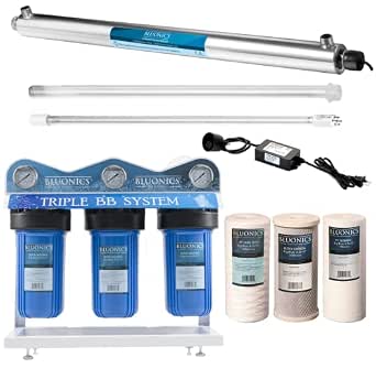 55W UV Ultraviolet Water Filter System with Sediment & Carbon Filters, 12 GPM, 3/4" Ports