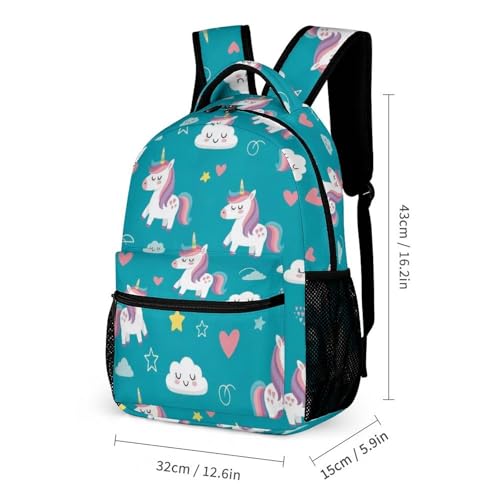 Backpack with Lunch Box & Cosmetic Bag Set Cute Unicorns (9) Bookbag Daypack Set Backpack with Lunch Bag Storage Bags2