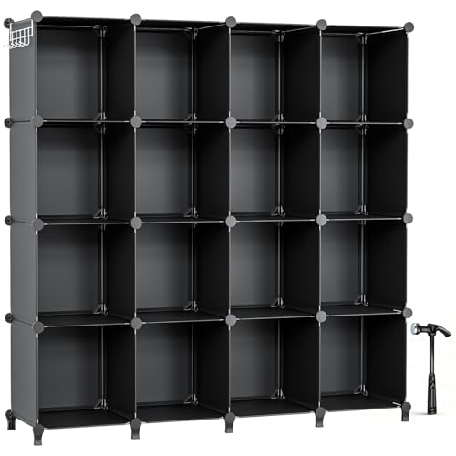 Neprock 16 Cubby Storage Organizer, Closet Clothes Storage Organizer, Cube Shelves Closet Organizers...