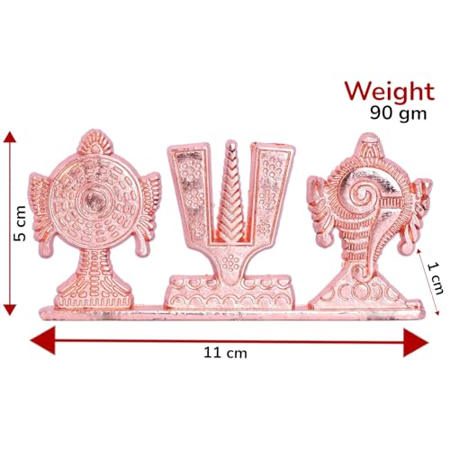Image of KridayKraft Tirupati Balaji Symbol Stand Shankh Chakra Tilak Copper Plating Finish Decorative for Car Dashboard Home & Office Table Showpiece Figurines,Religious Gift Idol...