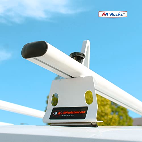 AA Racks Model AX302 Aluminum Van Ladder Roof Rack System Fits for 2013-On RAM ProMaster/ 2015-On Transit - 2 Bar 72'', White